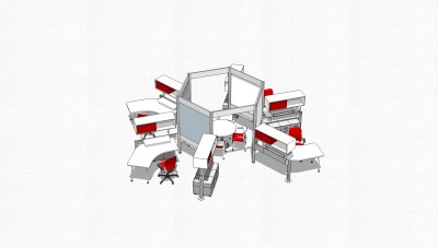 屏风办工桌草图大师模型，办工桌skp模型，办工桌su素材下载