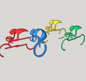 现代骑行者雕塑免费su模型下载、现代骑行者雕塑草图大师模型下载