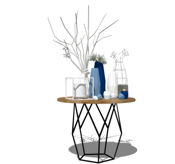 花卉花瓶摆件草图大师模型,现代装饰品su模型下载