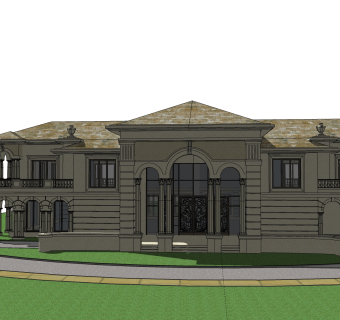 欧式别墅外观草图大师模型，SU模型免费下载