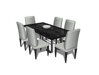 现代餐桌椅免费su模型，餐桌椅sketchup模型下载