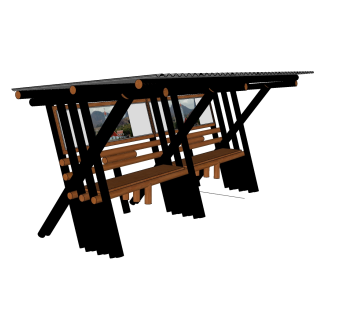 现代中式廊亭，SU模型免费下载