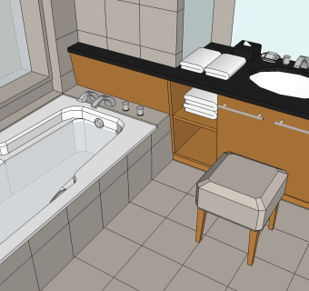 现代简约家装卫生间草图大师模型，家装卫生间sketchup模型下载