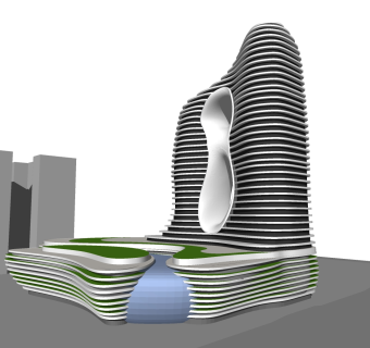 现代办公楼草图大师模型，办公楼sketchup模型免费下载