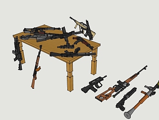 现代自动步枪RPG<em>火箭</em>筒组合草图大师模型，自动步枪...