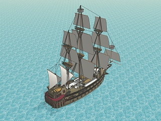 中式<em>古代战船</em>草图大师模型，战船sketchup模型