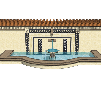 中式景观墙草图大师模型，景墙sketchup模型下载