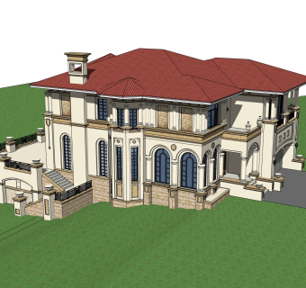 欧式别墅sketchup模型，别墅su模型下载
