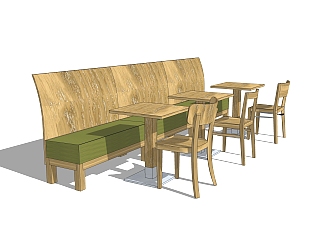 <em>现代</em>餐厅卡位餐桌椅su模型，<em>洽谈桌椅</em>草图大师模型下载
