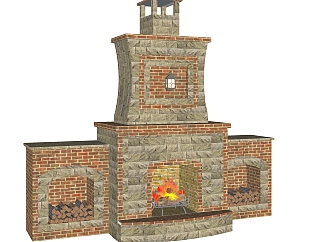 欧式壁炉免费su模型，壁炉sketchup模型下载