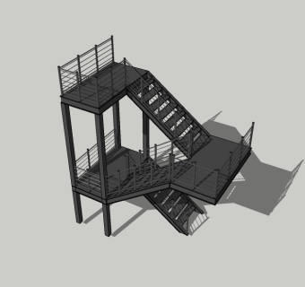 钢梯楼梯草图大师模型，楼梯sketchup模型