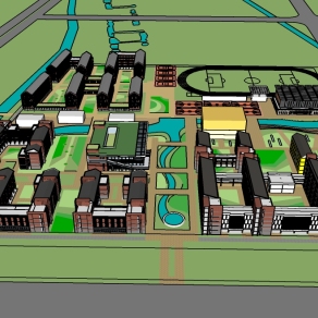 现代学校规划草图大师模型下载，学校sketchup模型