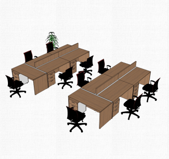 办工桌草图大师模型，办工桌sketchup模型，办工桌su素材下载