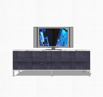 现代简约电视柜草图大师模型，电视柜SKP模型下载