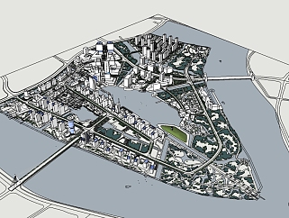 现代城市规划设计草图大师模型，城市规划sketchup模型