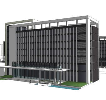 现代办公楼草图大师模型，办公楼sketchup模型免费下载