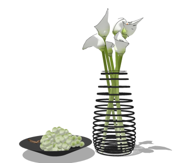  现代花瓶摆件草图大师模型，花瓶摆件sketchup模型下载
