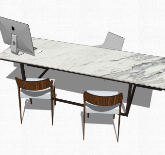 现代老板桌草图大师模型，老板桌sketchup模型下载