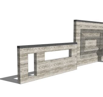 现代墙体草图大师模型，双人床SKP模型下载
