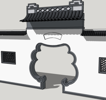 月洞门草图大师模型下载，月洞门skb模型分享