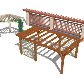 现代造型廊架组合草图大师模型，造型廊架组合sketchup模型下载