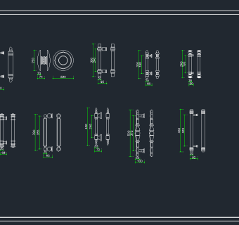原创柜门拉手五金CAD图库，柜门拉手CAD建筑图纸下载