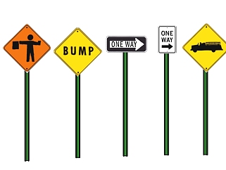 现代交通路标指示牌组合sketchup模型分享，交通指示牌草图大师模型免费下载