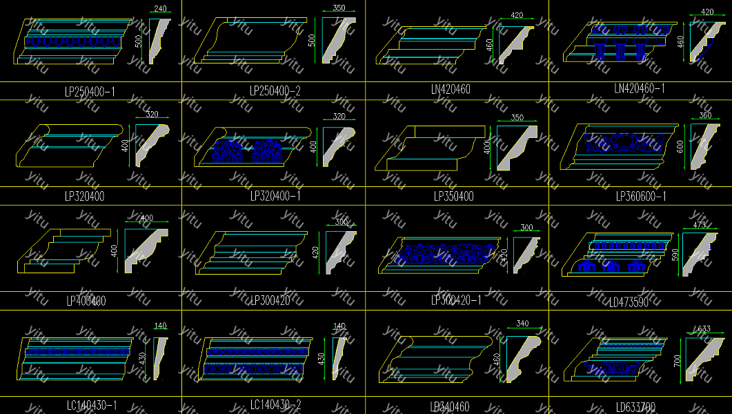 原创cad石膏线条设计图纸石膏线图纸设计下载