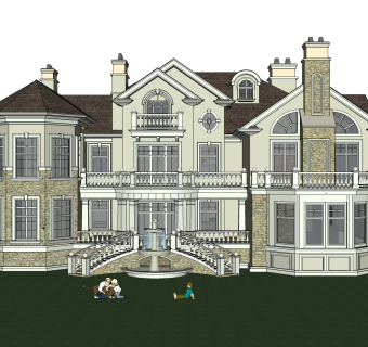欧式别墅su模型，别墅skb文件下载