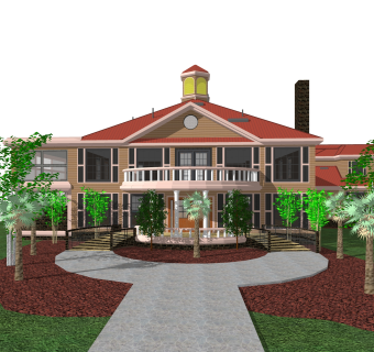 现代独栋别墅su模型下载，别墅草图大师模型分享