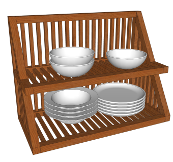 现代碟杯架草图大师模型，杯碟架SU模型下载