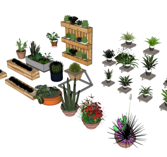 现代风格盆栽sketchup模型下载