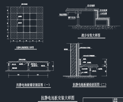 机房装修CAD大样图，机房CAD施工图纸下载