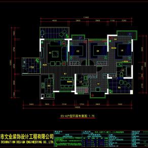 现代欧式风格家装设计完整施工图，CAD建筑图纸免费下载