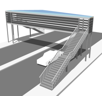 现代人行天桥草图大师模型，人行天桥sketchup模型免费下载