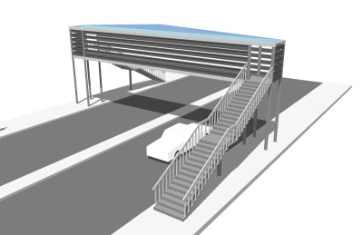 现代人行天桥草图大师模型，人行天桥sketchup模型免费下载