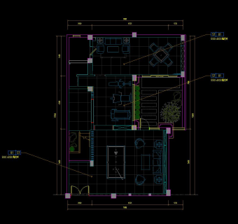 现代简约别墅样板房施工图，样板间CAD设计图纸下载