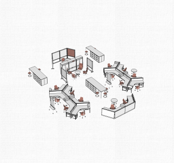 现代简约办公桌su模型，办公桌草图大师模型下载