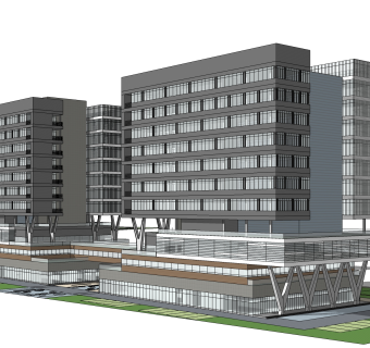 现代高层办公楼草图大师模型，高层办公楼sketchup模型免费下载