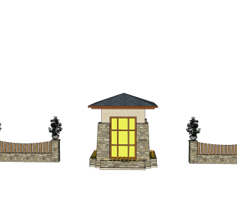 门卫亭草图大师模型， 门卫亭sketchup模型下载