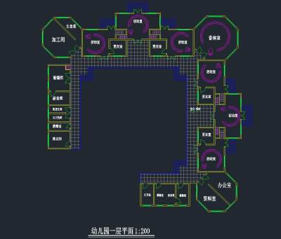 现代幼儿园施工图下载，幼儿园CAD图纸