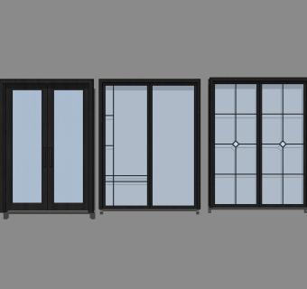 现代玻璃门草图大师模型，玻璃门SU模型下载