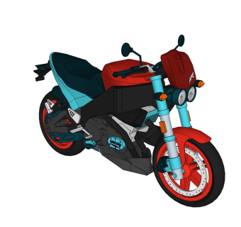 现代摩托车免费su模型，摩托车sketchup模型，摩托车草图大师模型素材下载
