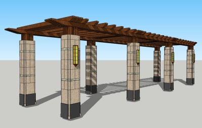 欧式古典廊架草图大师模型，古典廊架sketchup模型下载