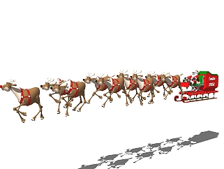 欧式圣诞老人雪橇车免费su模型，<em>玩具</em>skp模型下载