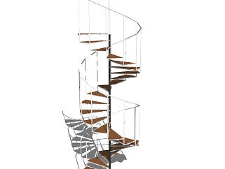 现代旋转楼梯草图大师模型，旋转楼梯SKB文件下载