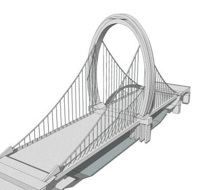 悬索桥设计草图大师模型下载，sketchup悬索桥su模型分享