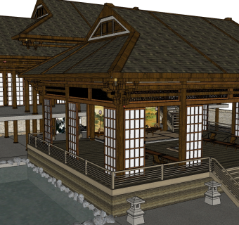 中式古建民房草图大师模型下载、古建民房su模型下载