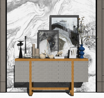 现代轻奢装饰柜草图大师模型，装饰柜sketchup模型免费下载