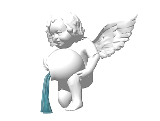 欧式小天使雕塑草图大师模型，雕塑sketchup模型下载